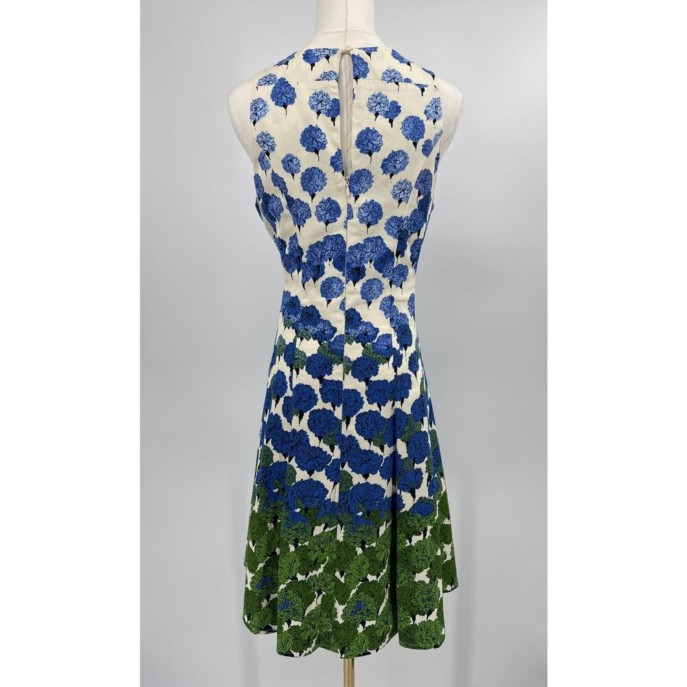 Maggy London Garden Party Floral Fit And Flare Dress Blue and Green Size 6 - Picture 5 of 9